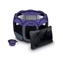 Ruff 'N Ruffus Portable Foldable Cat & Dog Playpen, Carrying Case, & Travel Bowl, Purple, Medium