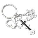 Butterfly Cross Keychain for Women Heart Key Rings for Keychains Religious Christian keychains for Women Girls Cross Keychain Accessories for Backpack Car Keys Keychain for Women with Butterfly