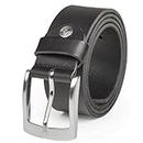 Lindenmann Mens Leather Belt/Mens Belt, full grain leather belt, buffalo leather 4 mm, black, Größe/Size:105, Farbe/Color:noir