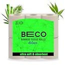 Beco Bamboo 3-Ply Toilet Paper Roll 160 Pulls Each Pack of 12, 100% Natural, Unbleached and Eco-Friendly Tissue Papers