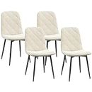 HOMCOM Dining Chairs Set of 4, Upholstered Kitchen Chair with Metal Legs, Mid Century Modern Dining Room Chairs for Kitchen, Cream White