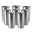 HASLE OUTFITTERS 20oz Tumblers Stainless Steel Mugs with Lid Double Wall Vacuum Insulated Coffee Cups for Cold & Hot Drinks 8 Pack Stainless Steel