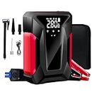 Car Jump Starter, 4000A Peak Car Battery Charger with Air Compressor, 12V Jump Box for Car Battery (up to 10L Gas or 8.5L Diesel) with Emergency LED Light, Power Bank, Leather Storage Bag (Upgraded)