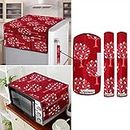 E-Retailer® Exclusive 3-Layered Polyester Combo Set of Appliances Cover (1 Pc. of Fridge Top Cover, 3 Pc Handle Cover and 1 Pc. of Microwave Oven Top Cover) (Color-Maroon Tree, Set Contains-5 Pcs.)