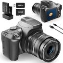 Digital Camera 4k 64MP 40X Zoom Video Camera for YouTube with Flash WiFi 32GB TF