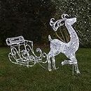 Outdoor Twinkling Reindeer Christmas Garden Decoration - Reindeer & Sleigh (1m)