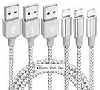 Bkayp iPhone Charger 3 Pack 10 ft Apple MFi Certified Lightning Cable Nylon Braided Cable iPhone Charger Fast Charging Cord Compatible with iPhone 13 12 11 Pro Max XR XS X 8 7 6 Plus SE iPad and More