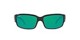 Costa Del Mar Men's Caballito Polarized Rectangular Sunglasses, Shiny Black/Copper Green Mirrored Polarized-580P, 59 mm