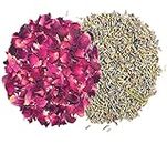 A D Food & Herbs Combo of Dried Lavender/Rose Flower Petals Aromatic Edible for Homemade Lattes, Tea Blends, Bath Salts, Gifts, Crafts each pack (100 Gms)