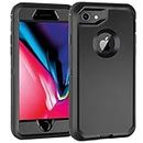 Case for iPhone 7/iPhone 8 with Screen Protector [Shockproof] [Dropproof] [Dust-Proof], 3 in 1 Full Body Rugged Heavy Duty Case Durable Cover for iPhone 7/8 4.7" (Black)