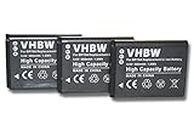 3 x batteria vhbw 500mAh compatibile con fotocamera Samsung ST6500, WP10, ST64, ST72, ST73, ST89, ST94, ST151 sostituisce BP70a / BP-70a / SLB-70A / EA-BP70A