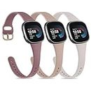[3 Pack]Slim Bands for Fitbit Versa 4 Bands&Fitbit Versa 3 Bands, Fitbit Sense 2 Bands&Fitbit Sense Bands, Soft Silicone Thin Narrow Women Men Sport Wristband for Fitbit Versa 4/3 / Fitbit Sense/Sense 2