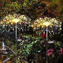 Lampe Solaire Exterieur Jardin, 120 LED Lumières de feu d'artifice solaire 40 Fils de cuivre Guirlande lumineuse DIY pour Parterre de Fleurs Fête Walkway Patio Lawn Backyard Party Décor（blanc chaud）