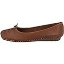 Clarks Women's Freckle Ice Brown Leather Ballet Flats - 8 UK/India (42 EU) (91203529304)