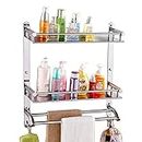A to Z SS 304 Glossy Double Shelf Stand Multipurpose use for Bathroom/Kitchen/Home D�cor Made in India