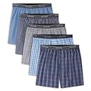 Fruit of the Loom Men's 5 Pack Exposed Waistband Assorted, Blues Boxer, Size Large
