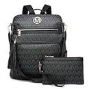 MKP Women Fashion Backpack Purse PU Leather Convertible Ladies Rucksack Travel Shoulder Bags Handbag with Wristlet and Tassel Decor (Black)
