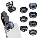 Criacr Phone Camera Lens, 198°Fisheye Lens, 0.63X Macro Lens and 15XWide Angle (Screwed Together), Clip on 3 in 1 Cell Phone Lens Kit Compatible with iPhone, Most Android Phones, Samsung