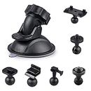 Car Suction Cup for Dash Cam Holder with 6 Types Adapter, HONREE 360 Degree Angle Car Mount for Driving DVR Camera Camcorder GPS Action Cameras