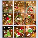 AUAUY Christmas Window Stickers, 8 Sheets 116pcs Grinch Merry Christmas Window Clings Sticker, Adesivi Adesivi Vetro Natalizi, PVC Autoadesivi Finestre, Adesivi Vetrina Finestra Decorazione