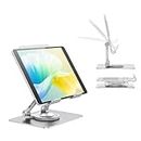 JUANWE Tablet Stand Holder with 360° Rotating Base, Adjustable Foldable iPad Stand, Aluminium Tablet Holder for Desk, Compatible with iPad Pro/Air//Mini, Switch, iPhone15 and More (4-13 inch)