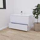 Viki Dresser With 2 Drawers, Chest Of 2 Drawers,Clothes Storage, Organizer Unit For Bedroom, Hallway, Entryway,Easy Pull Drawers, Width 80Cms, Frosty White | 1 Year Warranty - Engineered Wood, Matte