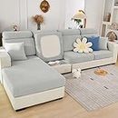 2024 New Wear-Resistant Universal Sofa Cover, Stretch Couch Cushion Slipcovers Replacement, Anti-Slip L Shape Sofa Covers, Chaise Lounge Sofa Slipcover (Weave Light Grey,Large Single Seat Cover)