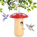OROGHT Hummingbird House - Handcrafted Natural Wood Mushroom Bird Nesting Homes for Garden and Home Decor 1 Pack