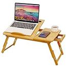 COIWAI Lap Desk, Laptop Desk for Bed, Bamboo Foldable Height Angle Adjustable Stand with Tablet Phone Slot Storage Drawer, Portable Tray Table for Netebook Computer Breakfast Work Study Reading Kids