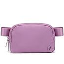 Pander Double Zipper Fanny Pack Nylon Everywhere Belt Bag, Fashion Waist Packs for Women with Adjustable Strap, 1L. (Light Purple)