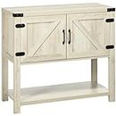 HOMCOM Kitchen Storage Cabinet, 2-Door Free Standing Sideboard Console Table with Bottom Shelf, Entryway, Oak