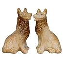 Eazy Wagon Showpiece Miniatures Wolf Couple Ceramic Decor Piece for Doll House and Garden Decoration