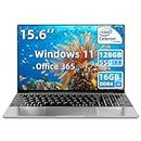 iSTYLE 15.6 Inch Laptop Windows 11 16GB RAM 128GB SSD Celeron Quad-Core up to 2.9GHz, PC Notebook with Dual Band WiFi, USB 3.0, Fingerprint reader, Backlit Keyboard (Silver)