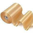 TONIFUL 4 Inch x 22 Yards Wide Gold Satin Ribbon Solid Fabric Large Ribbon for Cutting Ceremony Kit Grand Opening Chair Sash Table Hair Car Bows Sewing Craft Gift Wrapping Wedding Party Decoration