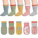 Baby Non Slip Grip Socks 5 Pairs,Joogee Ultra-Soft Cotton with Grip Toddler Crew Socks for 6-12 Months/1-3 Years Boys Girls Kids Infant Non Slip Ankle Socks Crawling Socks for Babies