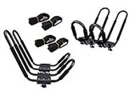 TMS Kayak Roof Racks for 2 Kayaks - Dual Universal Fit Carriers Include Two Sets of Straps for Cars, Trucks and SUVs - Easy to Mount J-Bar Style Carriers for Kayaks Canoes Paddleboards and Surfboards