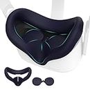 KIWI design Silicone Face Cover Pad for Oculus/Meta Quest 2 with Lens Protector, Replacement Accessories (1 Pack, Navy Blue) [video game]