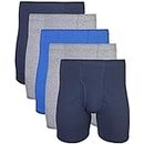 Gildan Men's Underwear Covered Waistband Boxer Briefs, Multipack, Mixed Royal (5-Pack), Medium