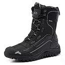 ROCKMARK Men's Winter Snow Boots Outdoor Warm Mid Calf Waterproof Durable Boot Non-Slip Warm Climbing Shoes (10, Black)