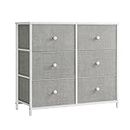 SONGMICS Dresser for Bedroom, Chest of Drawers, 6 Drawer Dresser, Closet Fabric Dresser with Metal Frame, Dove Gray and Cream White ULTS323L10