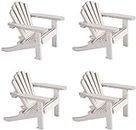 Gute Bote Miniature Wood Adirondack Chair - Wedding Cake Topper Mini Furniture Top Decoration Favor Beach Theme, Great for Dollhouse (White, 4 Pack)
