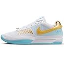 Nike Ja 1 Men's Basketball Shoes, White/Aquarius Blue/Glacier Blue/Metallic Gold, 9.5