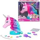 Barbie Unicorn Styling Head, Colorful Mane of Fantasy Hair with Styling Accessories and Shimmer Stickers