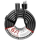PlugSaf Black Outdoor Extension Cord 6 ft 16/3 Gauge Waterproof, Cold Weatherproof -58°F, Flame Retardant, Flexible 3 Prong Heavy Duty Electric Cord for Lawn Office,13A 1625W 16AWG SJTW, ETL Listed