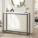 Oikiture Console Table Hallway Entryway Table with Metal Frame Black and White