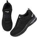Running Shoes Womens Trainers Walking Shoes Air Cushion Athletic Sneakers Ladies Breathable Mesh Sport Shoes Lightweight Non Slip Tennis Shoes Workout Casual Gym Jogging Shoes Black