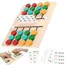 JJKTO Slide Colour Match Game，Wooden Slide Puzzle Boards for Kids，Board Game Matching Brain Teasers Logic Game Educational Wooden Toys for Toddlers Kids Child Boys Girls Age 3-10 Years Old