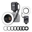 Godox ML150II Flash de Anillo LED portátil para Macro Flash de Anillo SetSelección de Potencia de 6 Pasos (1/32-1/1) 5800K±200K Regulable para Nikon/Canon/Olympus/Sony con Anillo Adaptador 8X