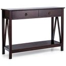 Giantex Console Table Accent Sofa Side Table with Drawer Shelf Entryway Espresso