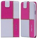 numia Nokia Lumia 1520 Hülle, Handyhülle Handy Schutzhülle [Handytasche mit Standfunktion und Kartenfach] Pu Leder Tasche fürNokia Lumia 1520 Case Cover [Weiss-Pink]